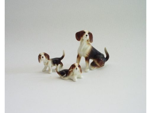 Beagle set met 2 puppies 5cmH