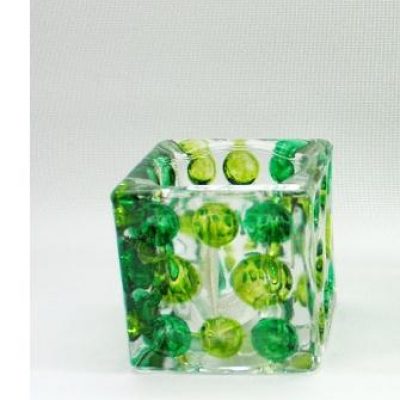 Sfeerlicht vierkant glas groen 6cmH