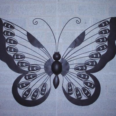 wanddecoratie metaal vlinder 90cmBx62cmH