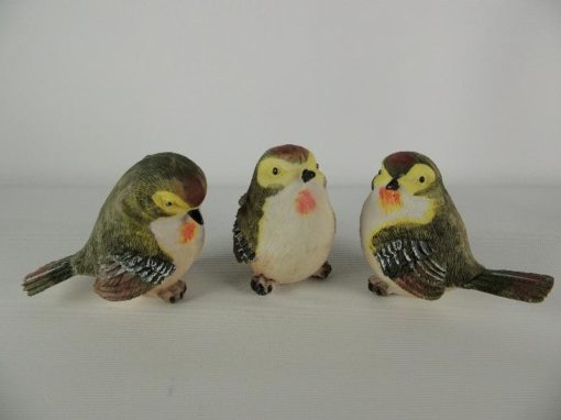 Vogeltjes gekleurd set 3-dlg 8cmH