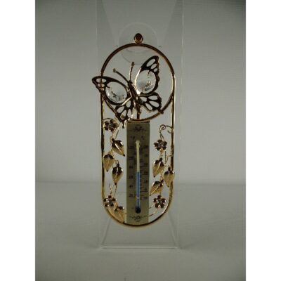 Raamdecoratie thermometer vlinder 17cmH