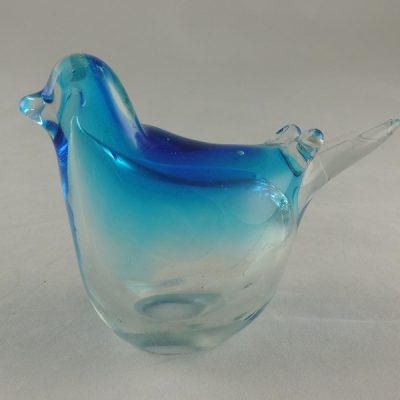 Vogel glas blauw 13cmLx10cmH