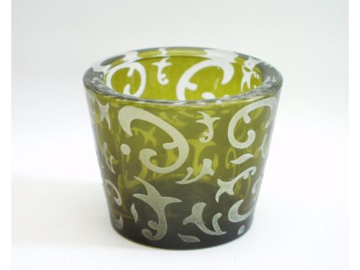 Waxinelicht glas olijfgroen stel 6.5cmH