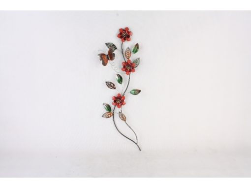 Wanddecoratie tak met bloemen en vlinder 33x97cmH