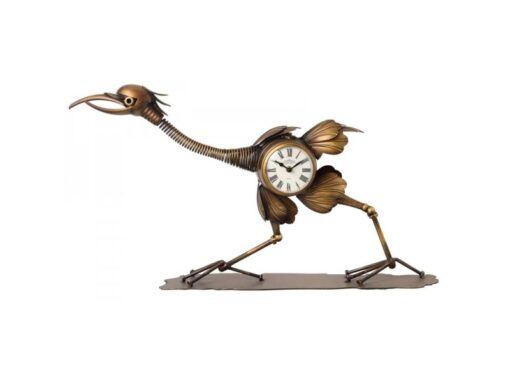 Kraanvogel klok brons 76cmLx43cmH