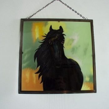 Raamdecoratie paard zwart 26x26cm