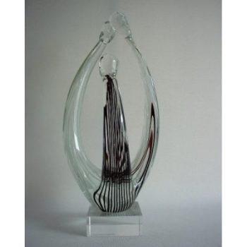 Glassculptuur "Family" zwart/wit gestreept